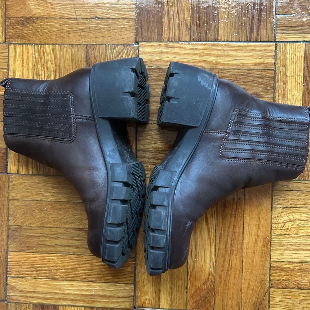 Steve Madden Brown Rankel Leather Lug Boots - Picture 3 of 14